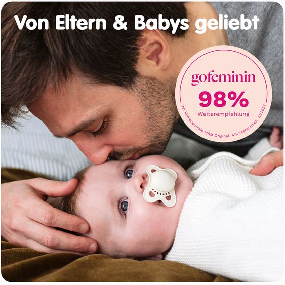 MAM Schnuller 2er Pack Original - Silikon 0-6 M - I Love Daddy - Blau