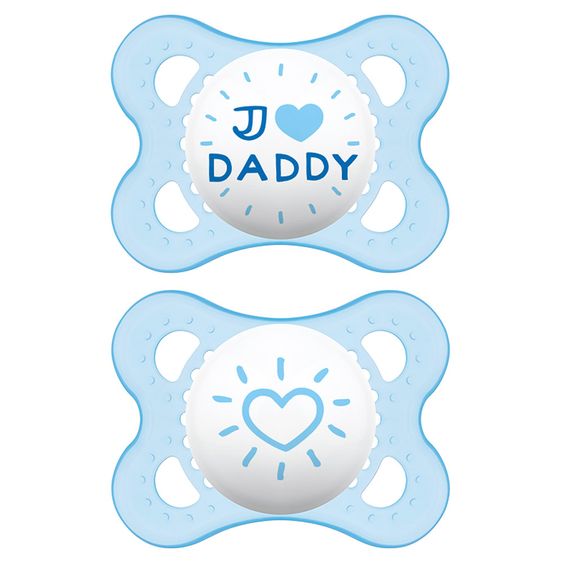 MAM Schnuller 2er Pack Original - Silikon 0-6 M - I love Daddy - für Jungen