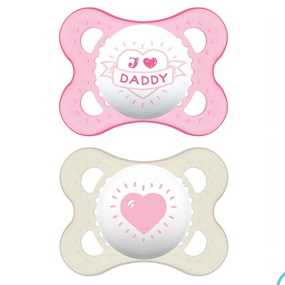 MAM Schnuller 2er Pack Original - Silikon 0-6 M - I love Daddy - für Mädchen