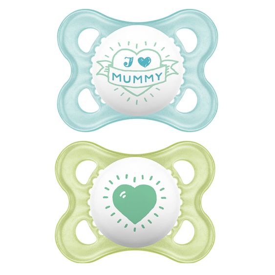 MAM Schnuller 2er Pack Original - Silikon 0-6 M - I love Mummy - für Jungen