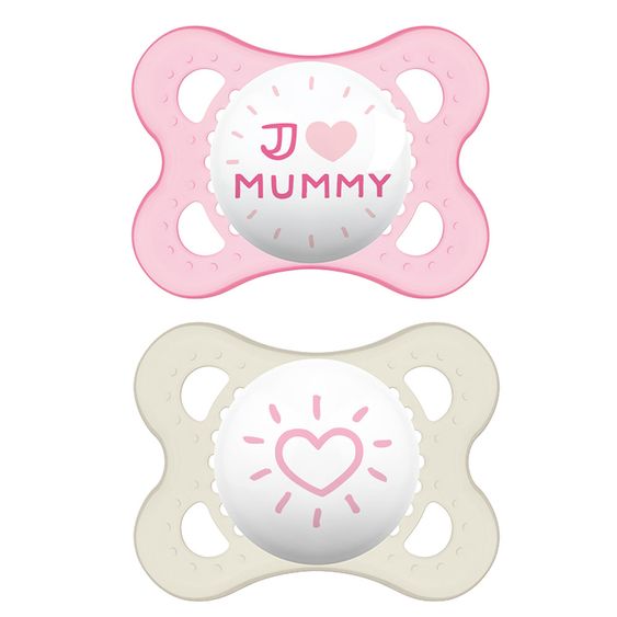 MAM Schnuller 2er Pack Original - Silikon 0-6 M - I love Mummy - für Mädchen