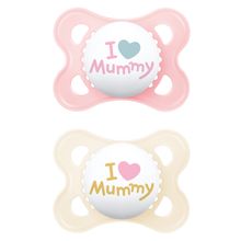 Pacifier 2-pack Original - Silicone 0-6 M - I Love Mummy - Pink