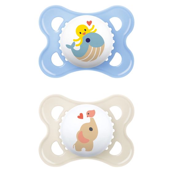 MAM Schnuller 2er Pack Original - Silikon 0-6 M - Wal & Elefant