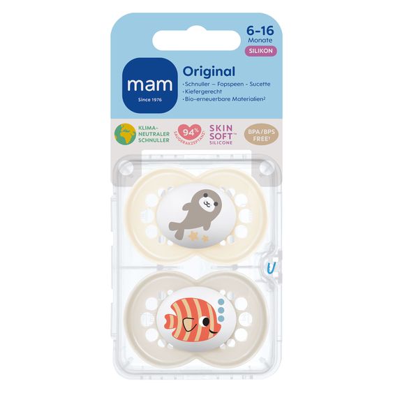MAM Schnuller 2er Pack Original - Silikon 6-16 M - Beige