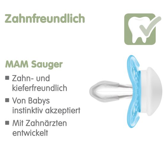 MAM Schnuller 2er Pack Original - Silikon 6-16 M - Blau