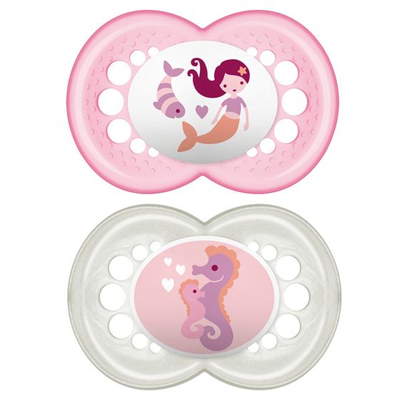 MAM Schnuller 2er Pack Original - Silikon 6-16 M - für Mädchen