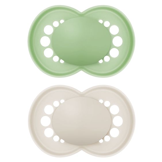 MAM Pacifier 2 Pack Original Pure - Silicone 6-16 M - Green & Beige