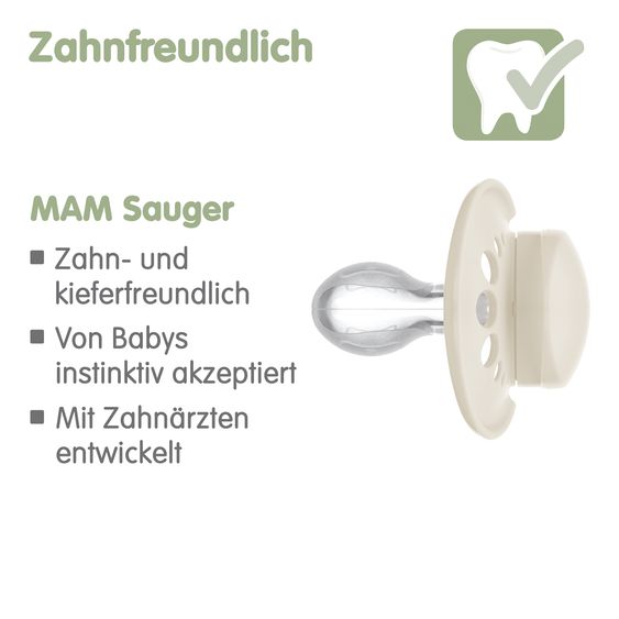 MAM Pacifier 2 Pack Original Pure - Silicone 6-16 M - Green & Beige