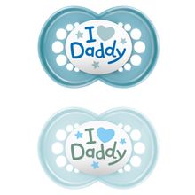 Schnuller 2er Pack Original - Silikon 6-16 M - I Love Daddy - Blau