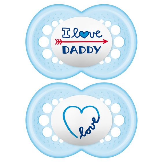 MAM Schnuller 2er Pack Original - Silikon 6-16 M - I love Daddy - für Jungen