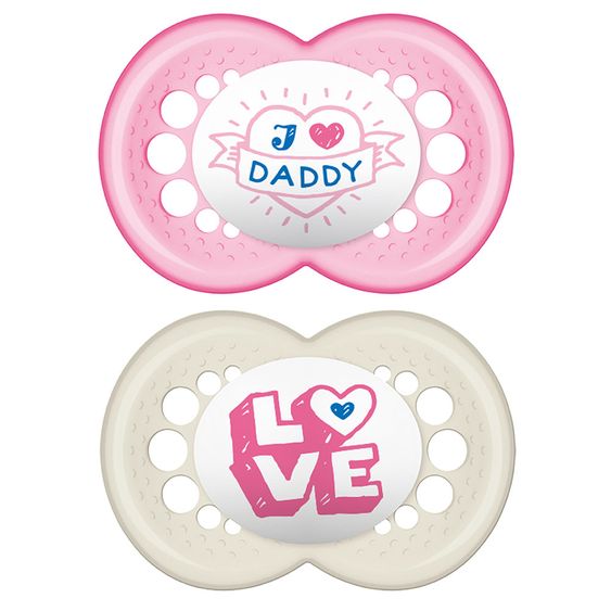 MAM Schnuller 2er Pack Original - Silikon 6-16 M - I love Daddy - für Mädchen