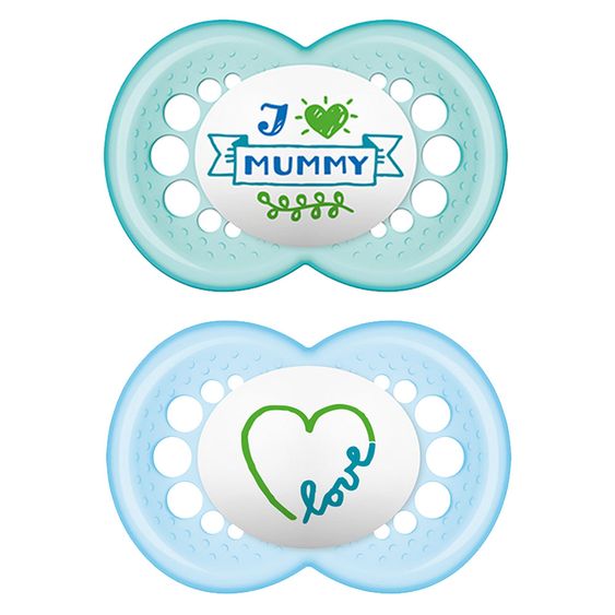 MAM Schnuller 2er Pack Original - Silikon 6-16 M - I love Mummy - für Jungen