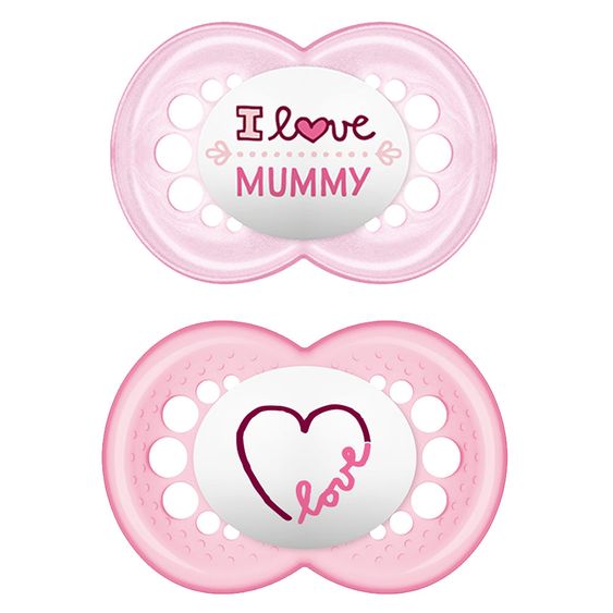 MAM Schnuller 2er Pack Original - Silikon 6-16 M - I love Mummy - für Mädchen