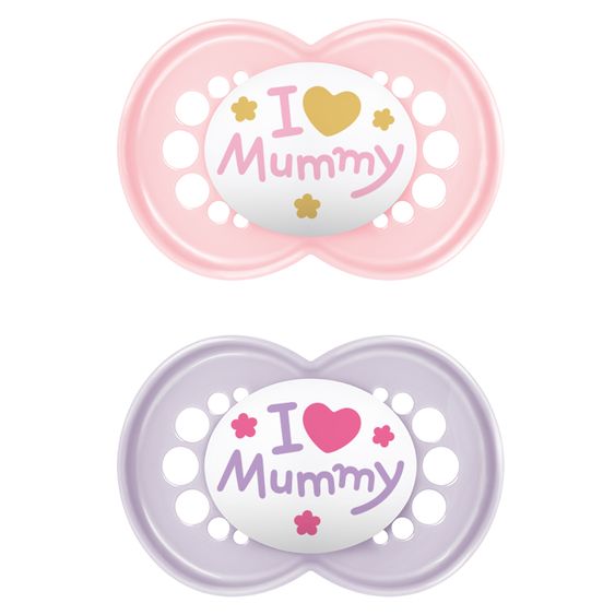 MAM Pacifier 2-pack Original - Silicone 6-16 M - I Love Mummy - Pink