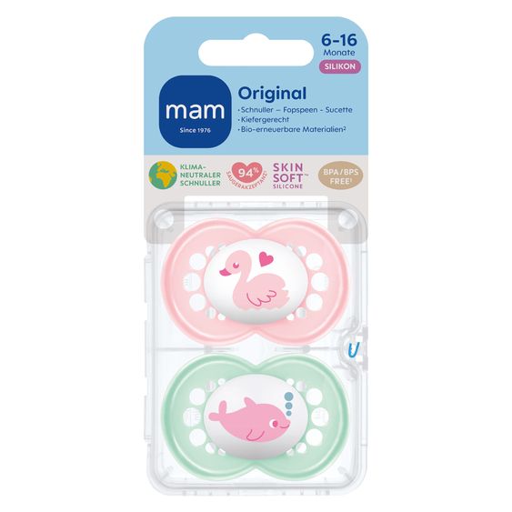 MAM Schnuller 2er Pack Original - Silikon 6-16 M - Rosa