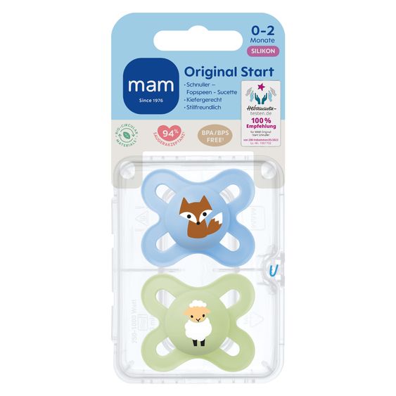 MAM Schnuller 2er Pack Original Start - Silikon - Blau - Gr. 0-2 M