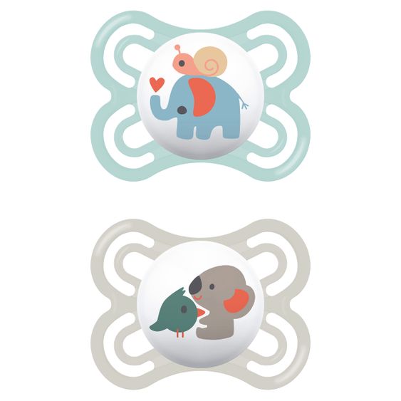 MAM Schnuller 2er Pack Perfect - Silikon 0-6 M - Elefant & Koala