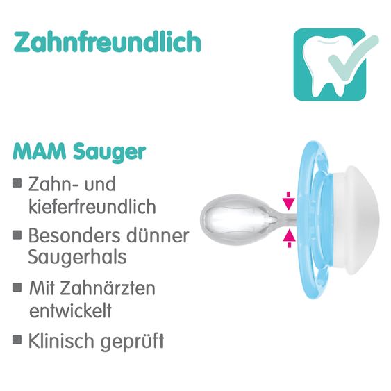 MAM Schnuller 2er Pack Perfect - Silikon - 6-16 M - Blau