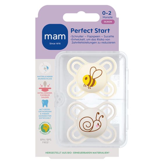 MAM Schnuller 2er Pack Perfect Start - Silikon - 0-2 M - Beige