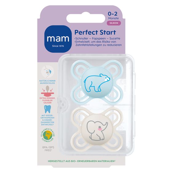 MAM Schnuller 2er Pack Perfect Start - Silikon - 0-2 M - Blau