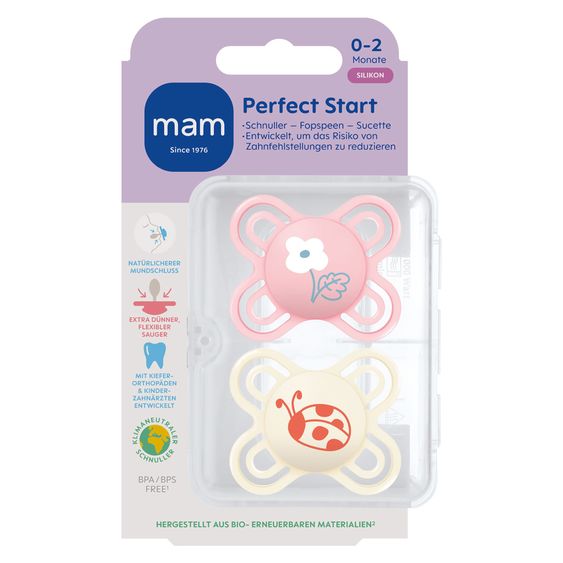 MAM Schnuller 2er Pack Perfect Start - Silikon - 0-2 M - Rosa