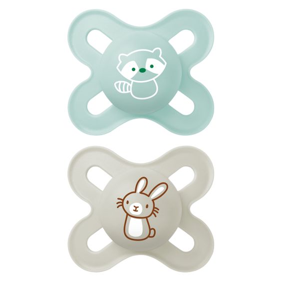MAM Schnuller 2er Pack Start Elements - Latex 0-2 M - Waschbär und Hase