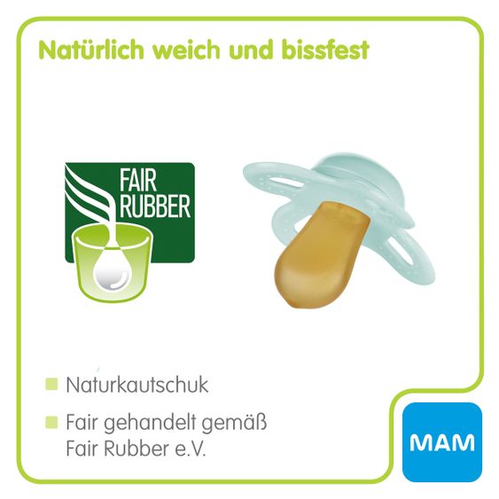 MAM Schnuller 2er Pack Start Elements - Latex 0-2 M - Waschbär und Hase