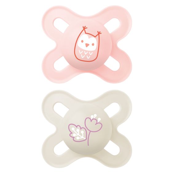 MAM Schnuller 2er Pack Start Elements - Silikon 0-2 M - Eule und Blume
