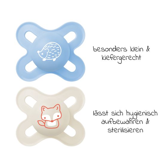 MAM Schnuller 2er Pack Start Elements - Silikon 0-2 M - Igel und Fuchs