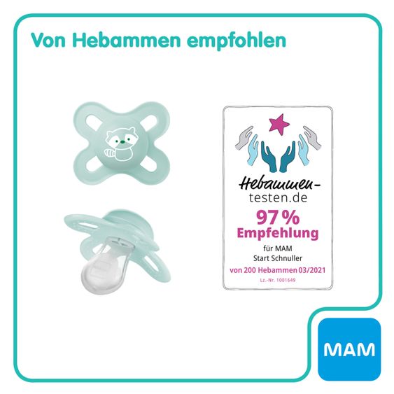MAM Schnuller 2er Pack Start Elements - Silikon 0-2 M - Waschbär und Hase
