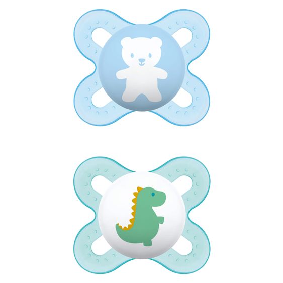 MAM Schnuller 2er Pack Start - Silikon 0-2 M - Bär & Dino