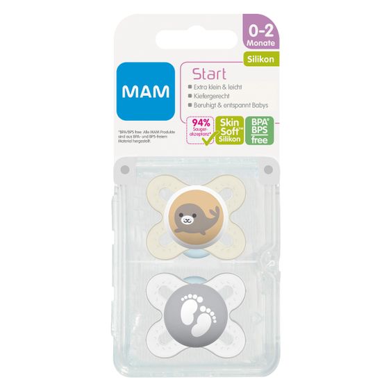MAM Schnuller 2er Pack Start - Silikon 0-2 M - Robbe & Füße