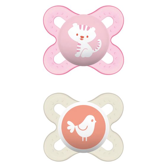 MAM Schnuller 2er Pack Start - Silikon 0-2 M - Tiger & Vogel