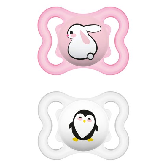 MAM Schnuller 2er Pack Supreme - Silikon 0-6 M - Hase & Pinguin