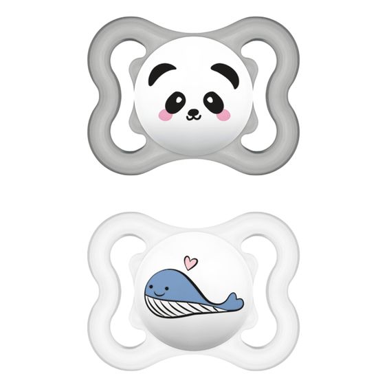 MAM Schnuller 2er Pack Supreme - Silikon 0-6 M - Panda & Wal