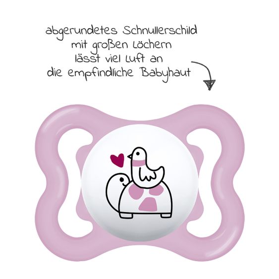 MAM Schnuller 2er Pack Supreme - Silikon 0-6 M - Schildkröte & Herz