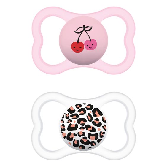 MAM Schnuller 2er Pack Supreme - Silikon 6-16 M - Kirsche & Leopard