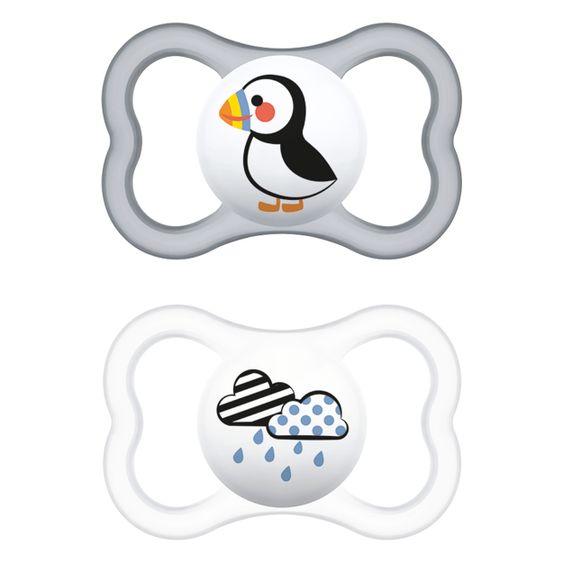 MAM Schnuller 2er Pack Supreme - Silikon 6-16 M - Papageitaucher & Wolke