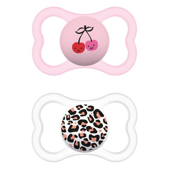 MAM Schnuller 2er Pack Supreme - Silikon ab 16 M - Kirsche & Leopard