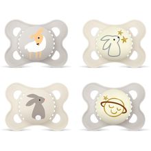 Pacifier 4-Pack Original Day & Night Silicone - Beige & Grey - Size: 0-6 M