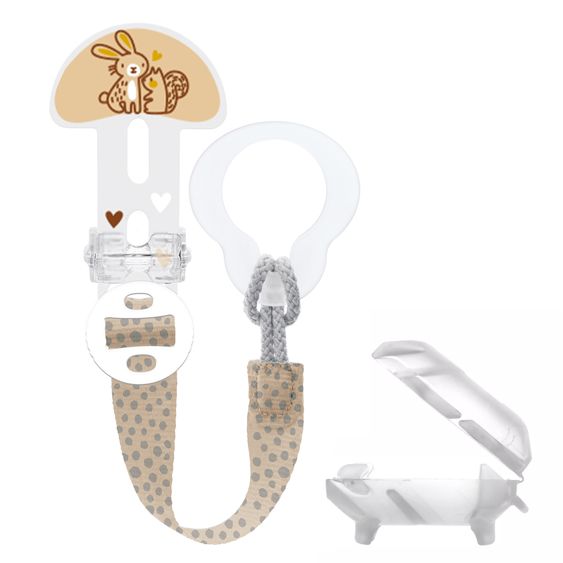 MAM Pacifier strap Clip it! with cover - bunny