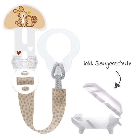 MAM Pacifier strap Clip it! with cover - bunny