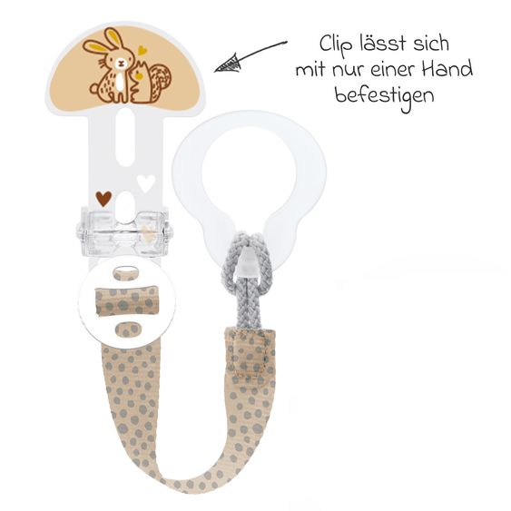 MAM Pacifier strap Clip it! with cover - bunny