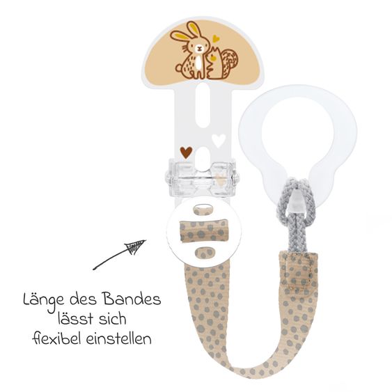 MAM Pacifier strap Clip it! with cover - bunny