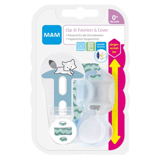 MAM Schnullerband Clip it! - mit Saugerschutz - Wachbär