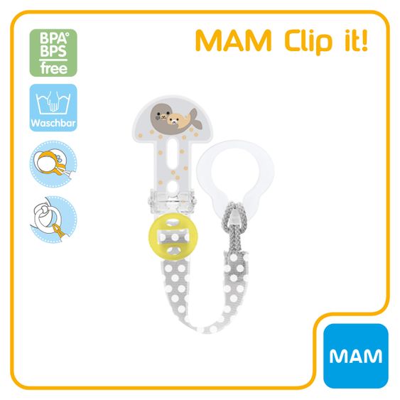 MAM Schnullerband Clip it - Robbe