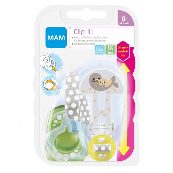 MAM Schnullerband Clip it - Robbe