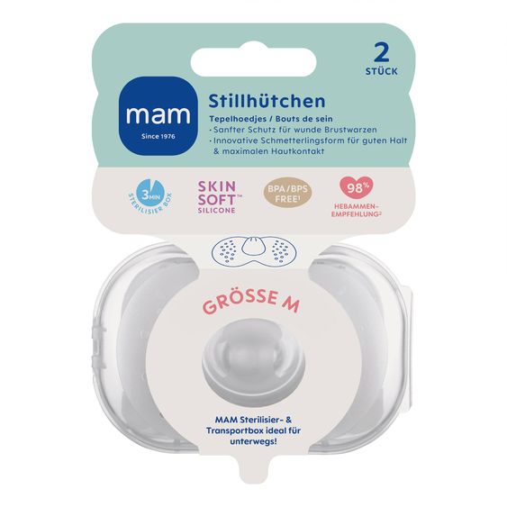 MAM Stillhütchen 2er Pack mit Aufbewahrungsbox - Gr. M