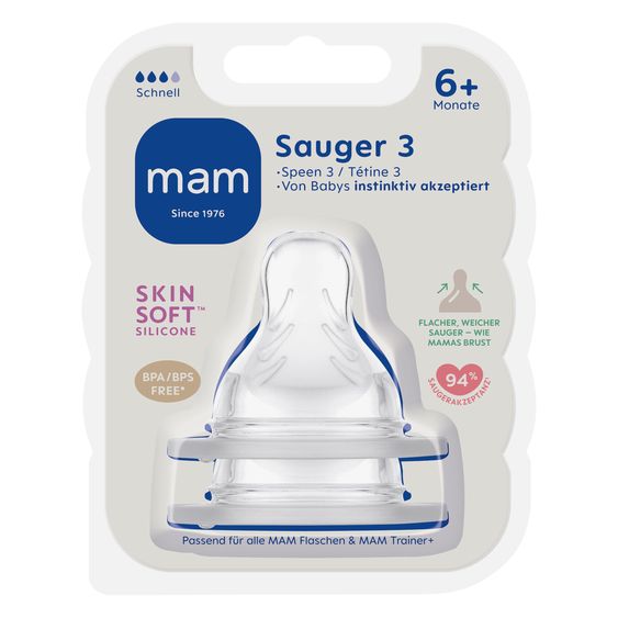 MAM Confezione da 2 tettarelle - Silicone SkinSoft Gr.3