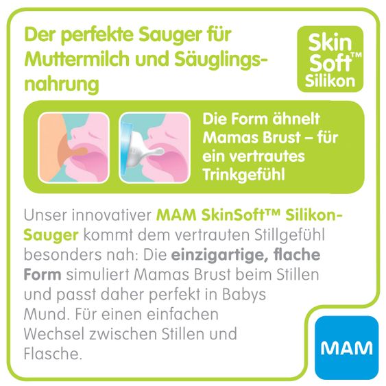 MAM Confezione da 2 tettarelle - SkinSoft silicone taglia 4 senza gocciolamento